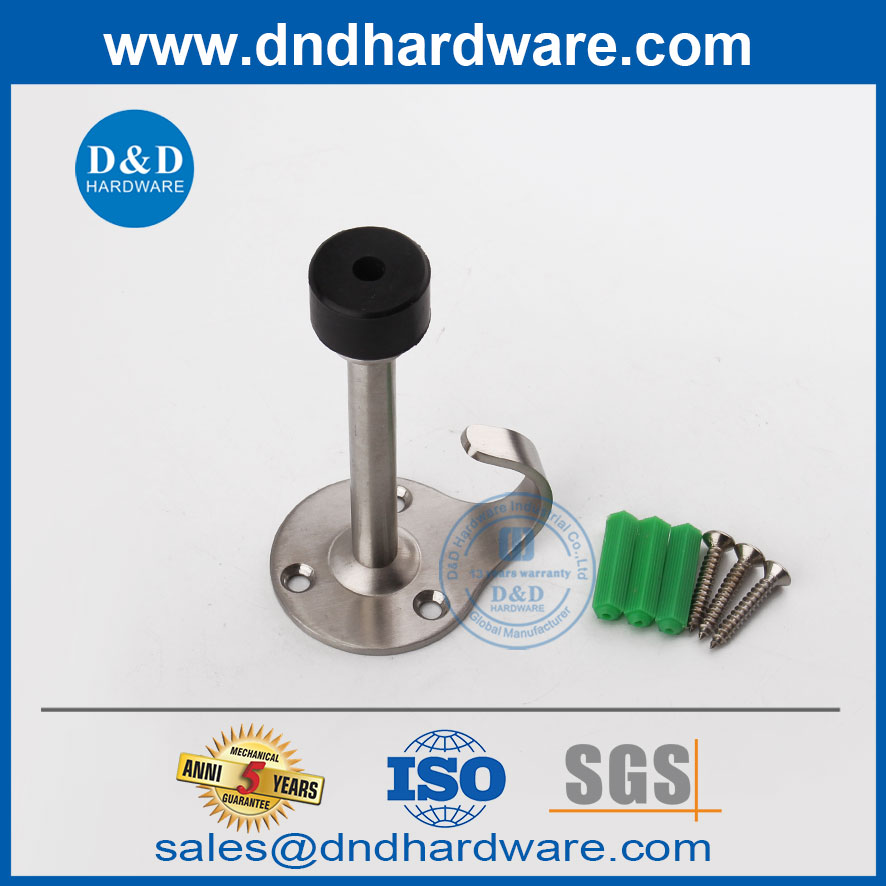 SS304 Strong Door Stopper พร้อมเบ็ดสำหรับห้องน้ำสาธารณะ-DDDS017