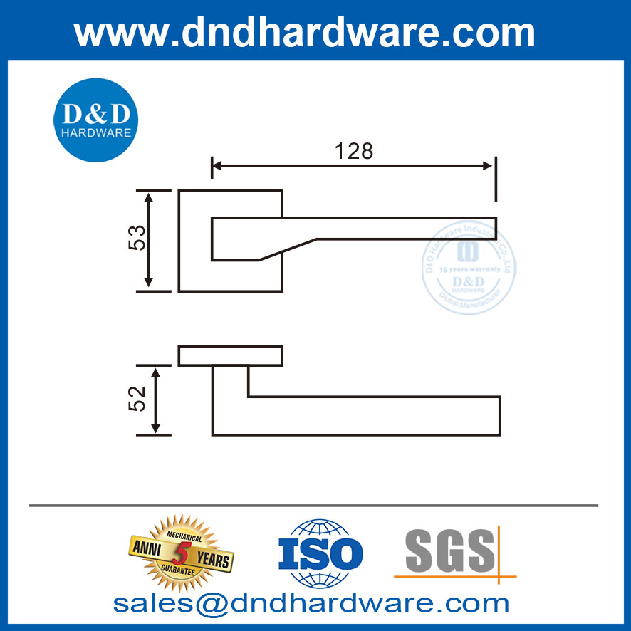 ประตูความปลอดภัยที่จับประตูก้านสแตนเลสมือจับภายใน DDSH048
