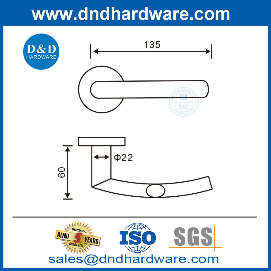 ประตูทางเดินความปลอดภัยมือจับสแตนเลสที่จับยุโรปสำหรับประตู DDTH025