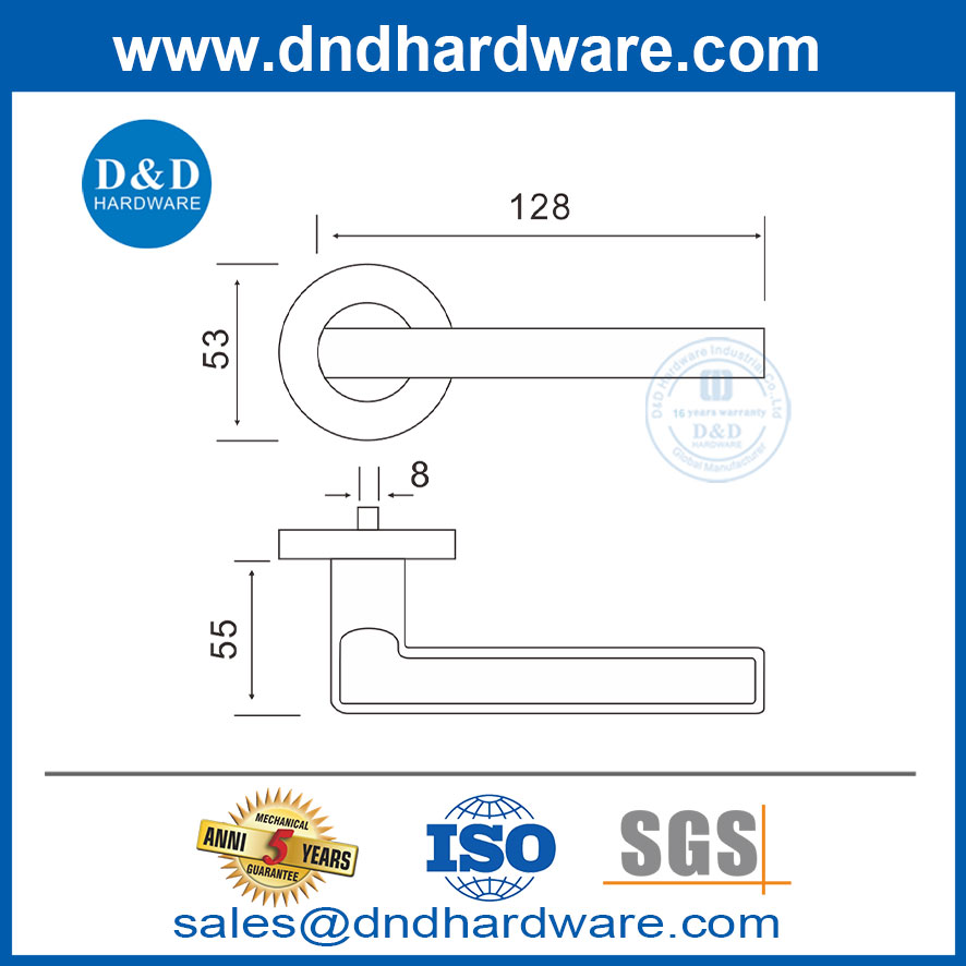 สแตนเลสประตูที่ทันสมัยมือจับประตูภายในสำหรับโรงแรม DDSH023