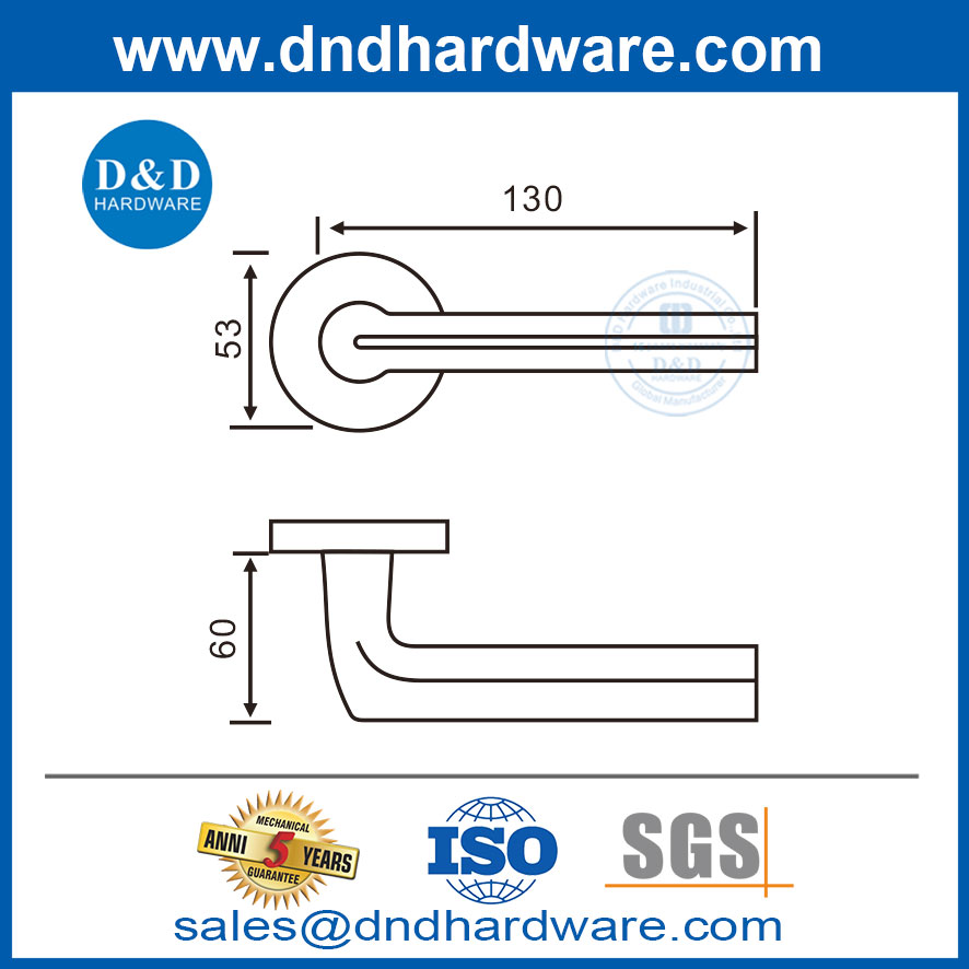 ประตูสำนักงานสแตนเลสมือจับสไตล์คันโยกประตูภายในมือจับ DDSH016