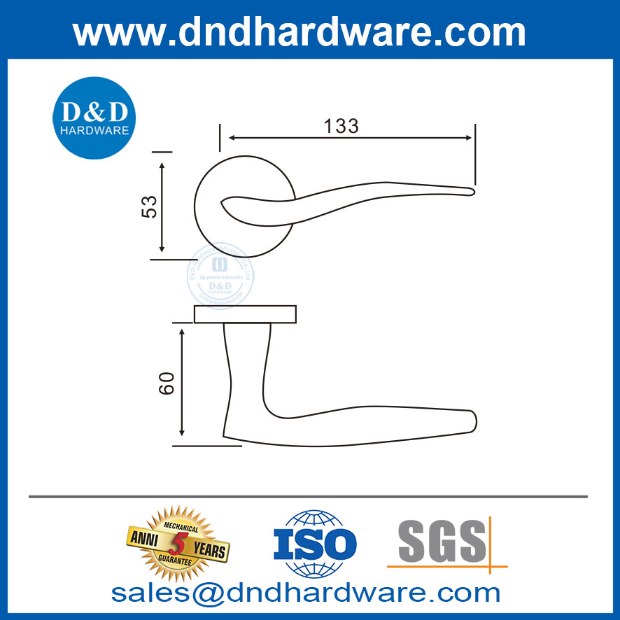มือจับประตูหลักสเตนเลสสตีลคันโยกประตูเชิงพาณิชย์ที่จับ DDSH003