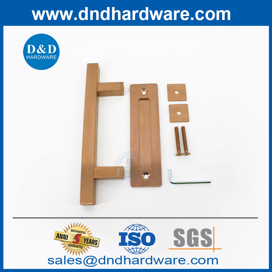 Satin Rose Golden Barn Door Flush มือจับประตูโรงนาขนาดใหญ่ที่จับ DDBD104