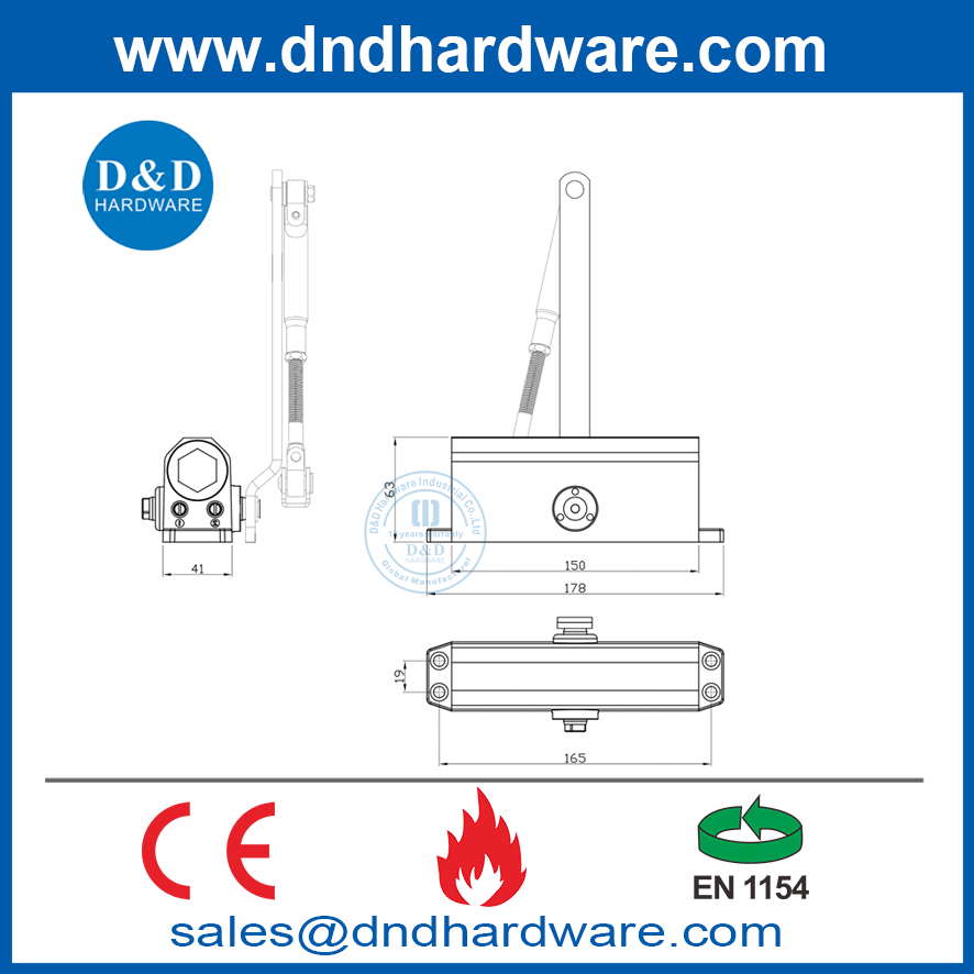 CE EN1154 ไฟประตูเชิงพาณิชย์ไฮดรอลิกใกล้ชิดกับตลาดยุโรป DDDC068 มากขึ้น