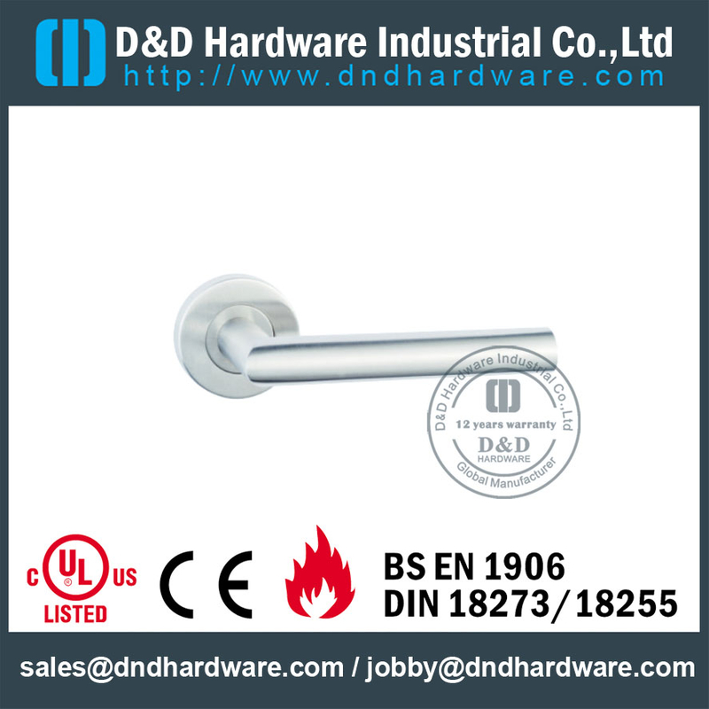 Maçaneta de porta oca de aço inoxidável 201 com classificação de fogo em tubo para porta de aço interior-DDTH003