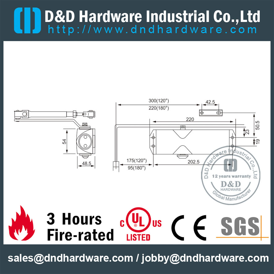 高品质安全闭门器防火适用于 CE 的滑动钢门 -DDDC007