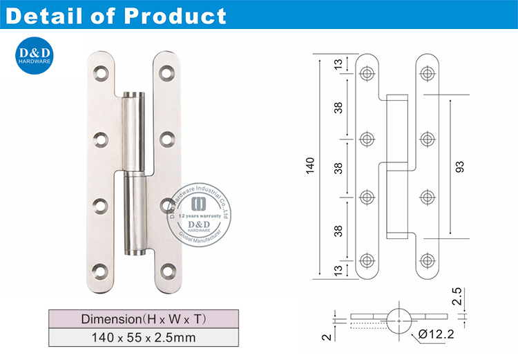 SS Round Corner H Hinge-D & D Hardware