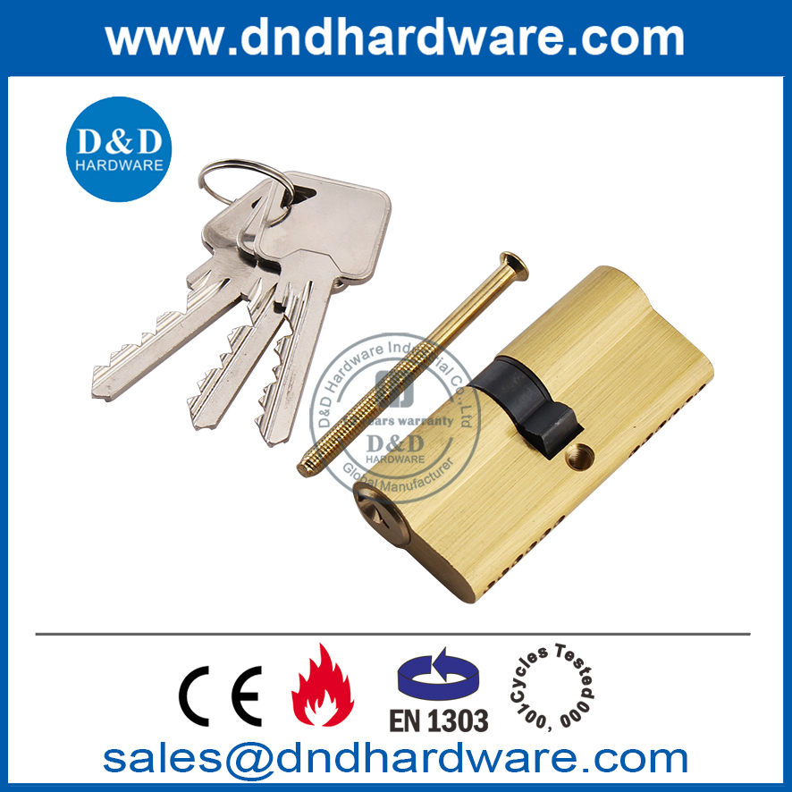 内门用缎面黄铜 EN1303 欧式双锁芯-DDLC003