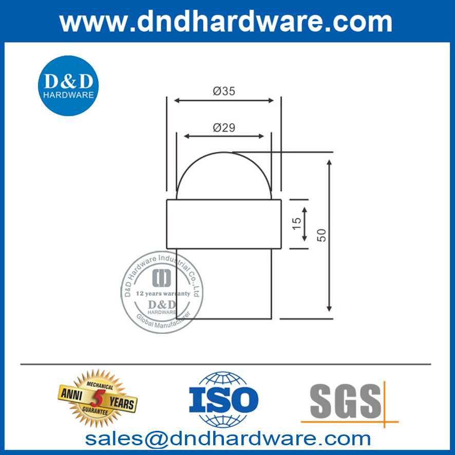 Jenis Kepala Bola Lantai Stainless Steel Pintu Internal Stop-DDDS008