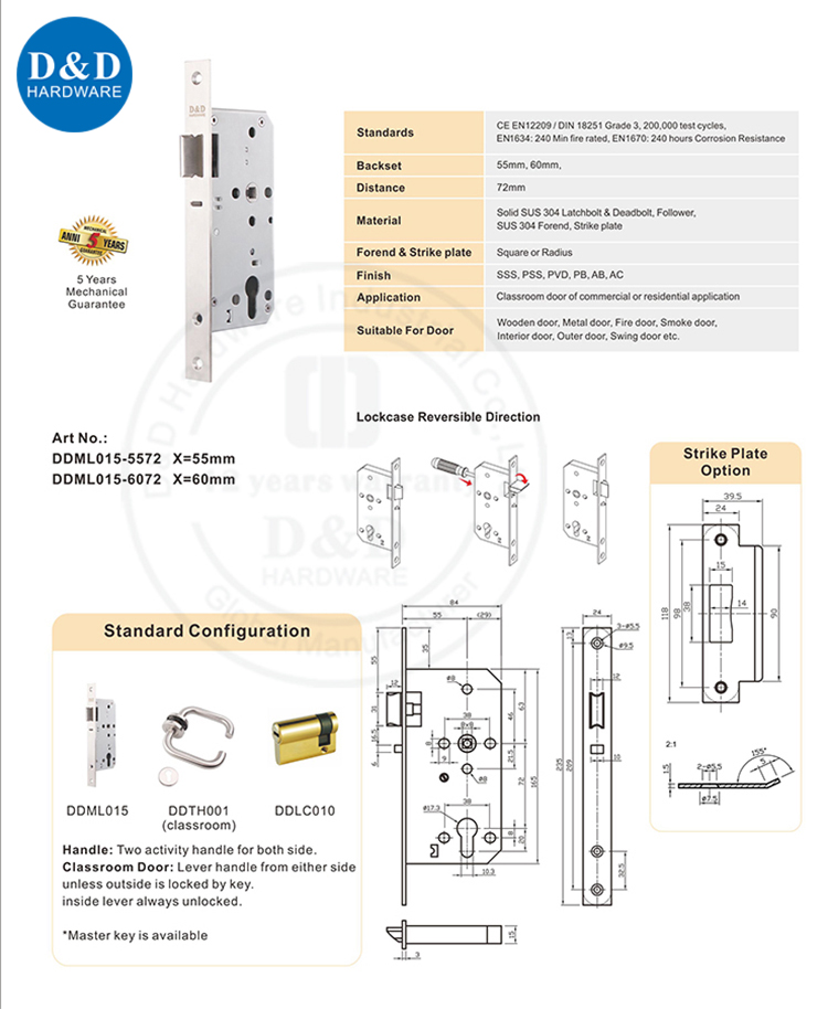 Hardware Mortise Lock-D & D