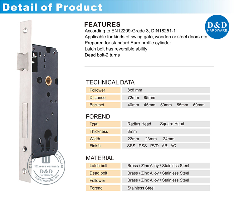 Hardware Mortise Lock-D & D