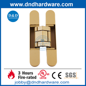 Dobradiça oculta ajustável 3D dourada resistente de 180 graus para porta de madeira