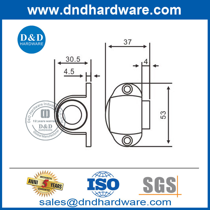 Dudukan Pintu Magnetik Lantai Stainless Steel untuk Pintu Prancis-DDDS031