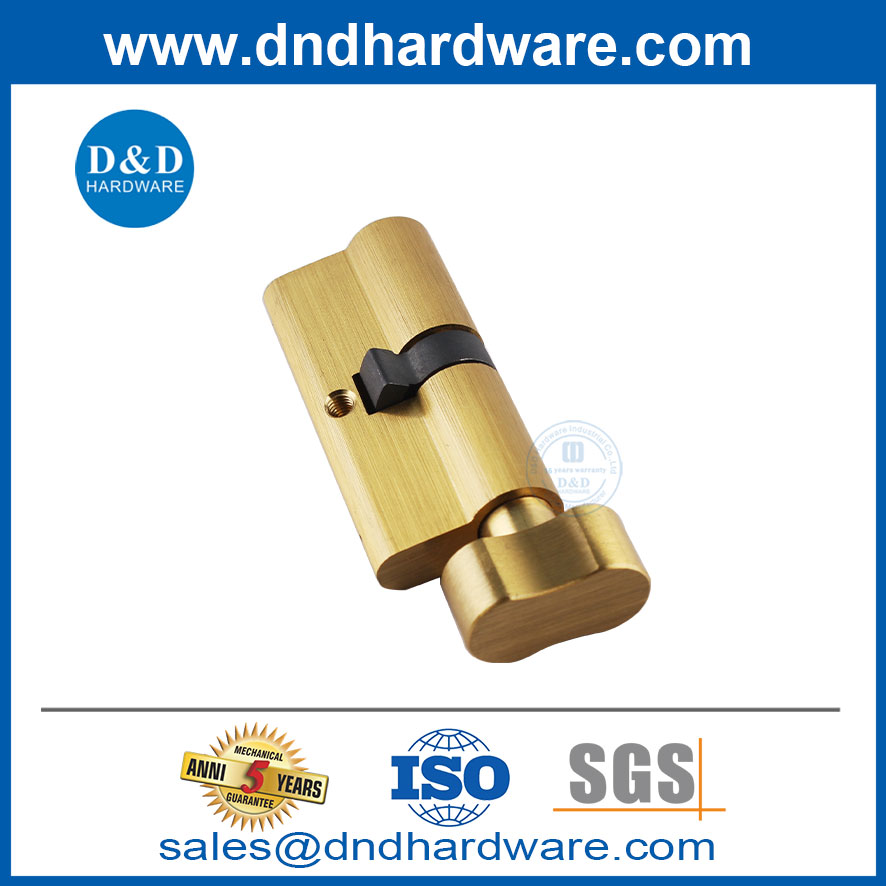 Satin Gold Finish 70 มม. ห้องน้ำยุโรปประตูทองเหลืองล็อคกระบอกสูบ DDLC007