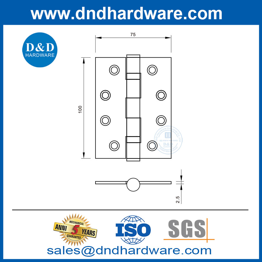 100mm 2 bola bantalan kupu-kupu bergaya engsel pintu stainless steel untuk pasar Australia-DDSS059