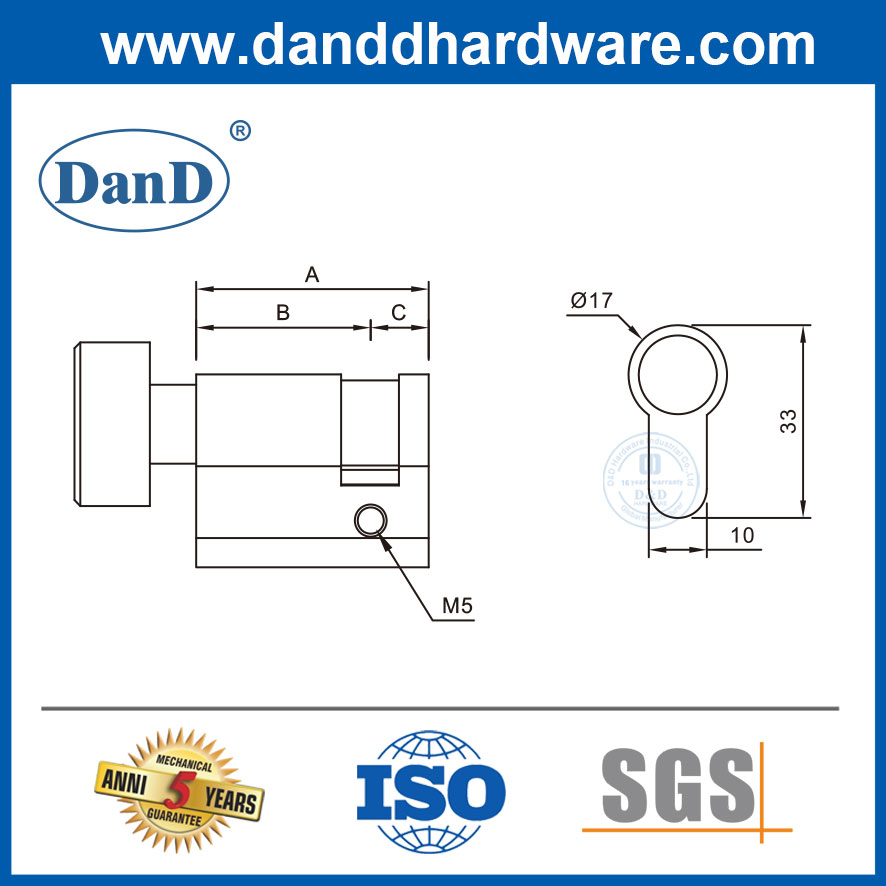 Solid Brass Satin Nickel Lock Cylinders ยูโรครึ่งกระบอกสูบพร้อม Thumbturn-DDLC009
