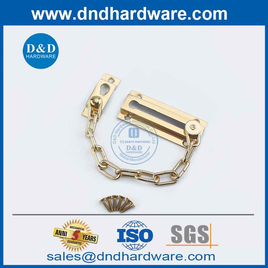 ทองเหลืองขัดเงาโซ่ล็อคประตูทองเหลืองสำหรับประตูและหน้าต่าง DDDG005