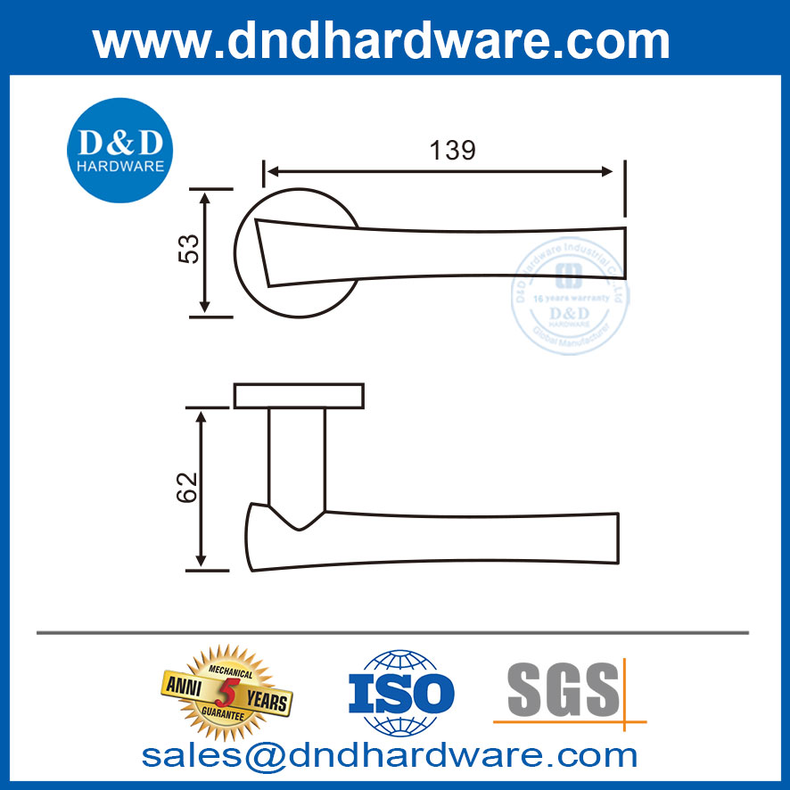 มือจับประตูร่วมสมัยประเภทที่จับประตูสำหรับโรงแรม DDSH045