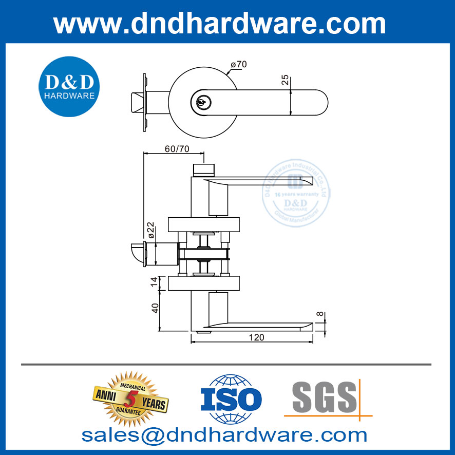 Locksets de puerta de servicio pesado tipos de mando de doble puerta de zinc