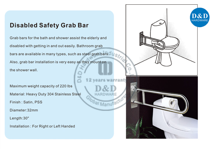 Segurança Grab Bar-Ddth038-D & D Hardware