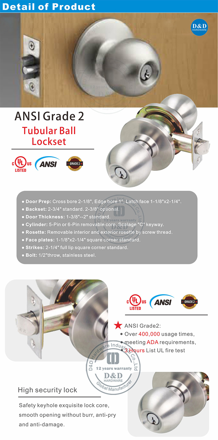 America Style Door Lockset-DDLK012-D&Dハードウェア
