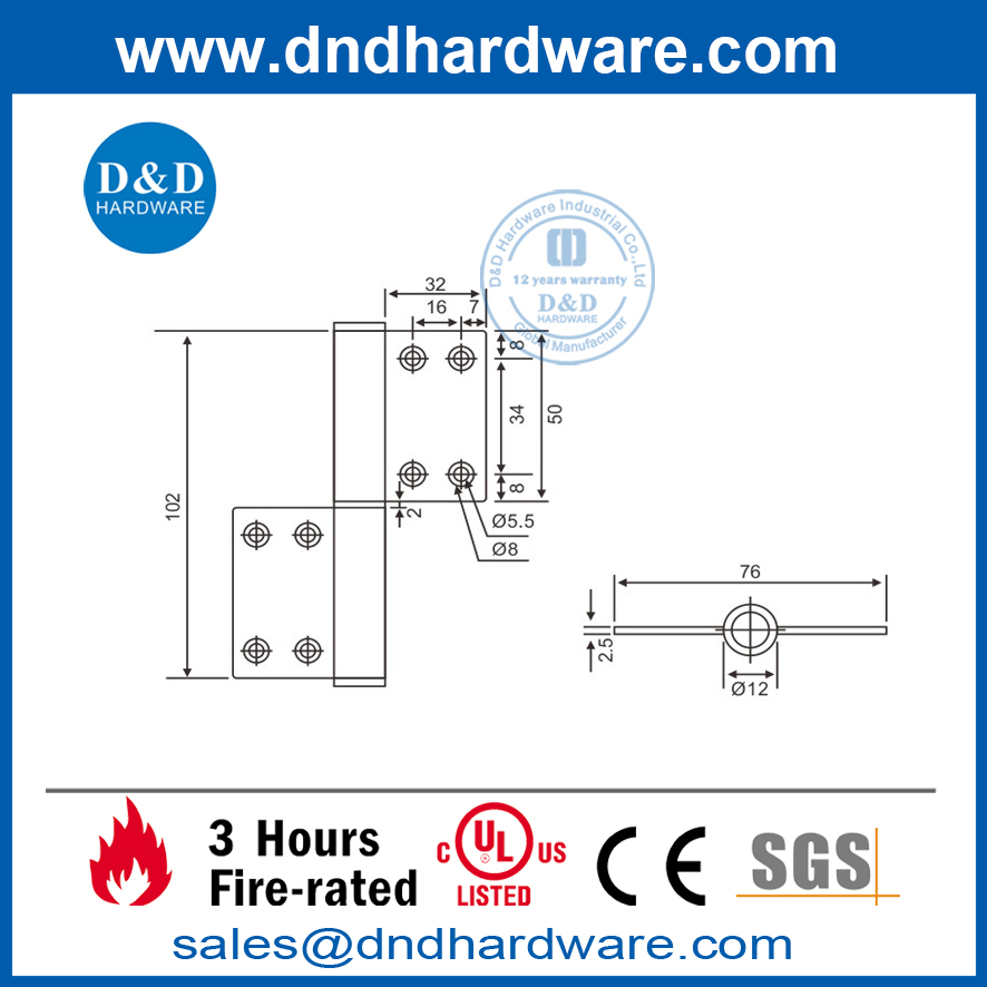 4 Zoll Edelstahl 316 Flaggenscharnier für Haustür-DDSS032