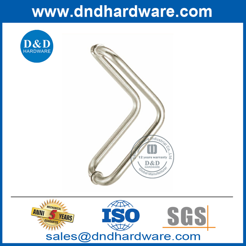 Stainless Steel 90 Derajat Sudut Perak Khusus Pintu Kaca Tarik Pegangan-DDPH012