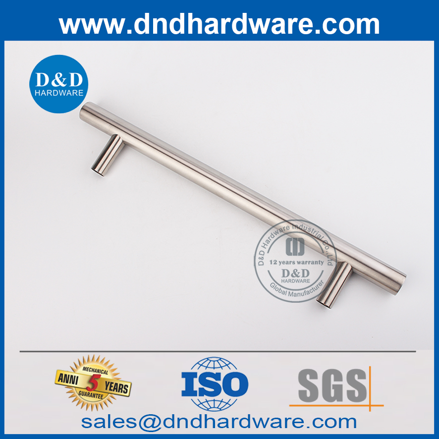 Silver Stainless Steel T Bar Single Side Pull Handle untuk Pintu Kaca Masuk-DDPH021