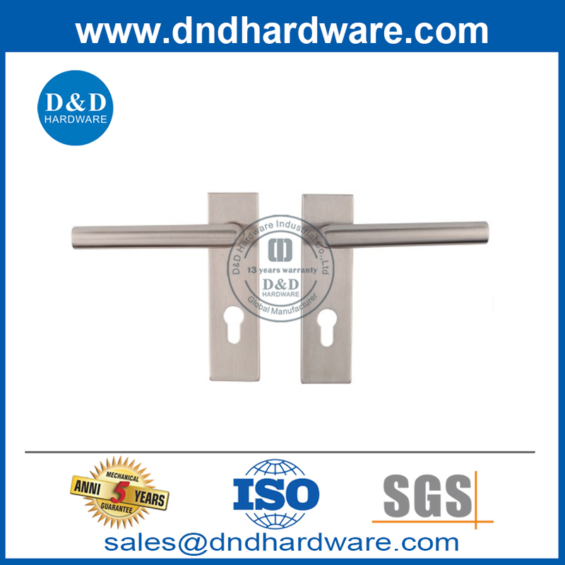 Maçaneta da alavanca mitrada da porta externa de aço inoxidável na placa-DDTP009