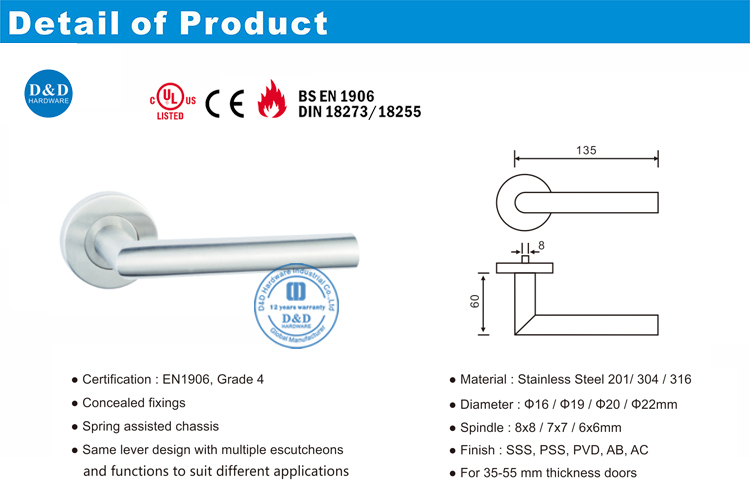BS EN1906 Lever Handle-DDTH003-D & D Hardware