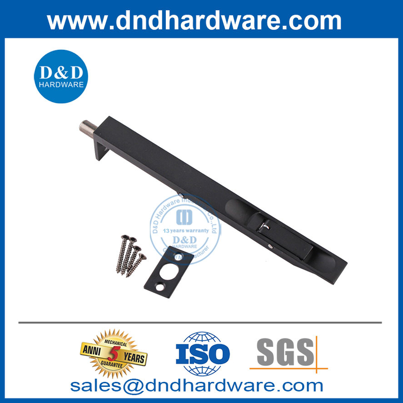สแตนเลสสตีล 8 นิ้วด้านประตูไม้สีดำฟลัช BOLT-DDDB001