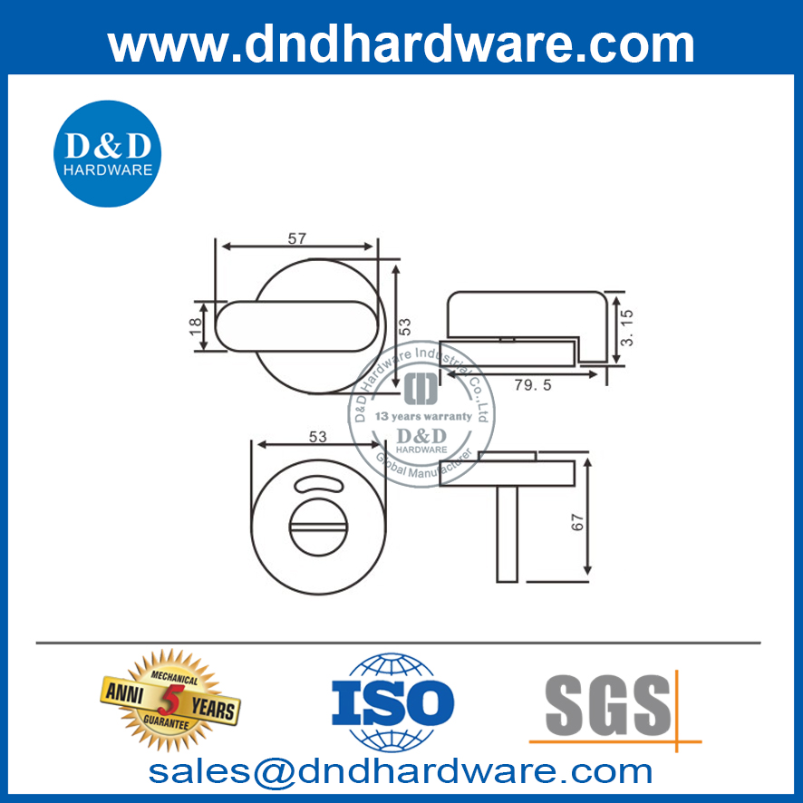 สแตนเลสปิดการใช้งาน Thumbturn และปล่อยพร้อมตัวบ่งชี้สำหรับ Door-DDIK003