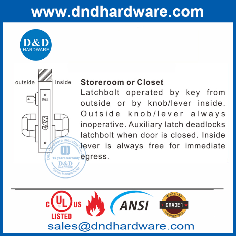 ANSI UL Fire จัดอันดับ SUS304 ประตูห้องนอนสำหรับ Storeroom-DDAL07 F07
