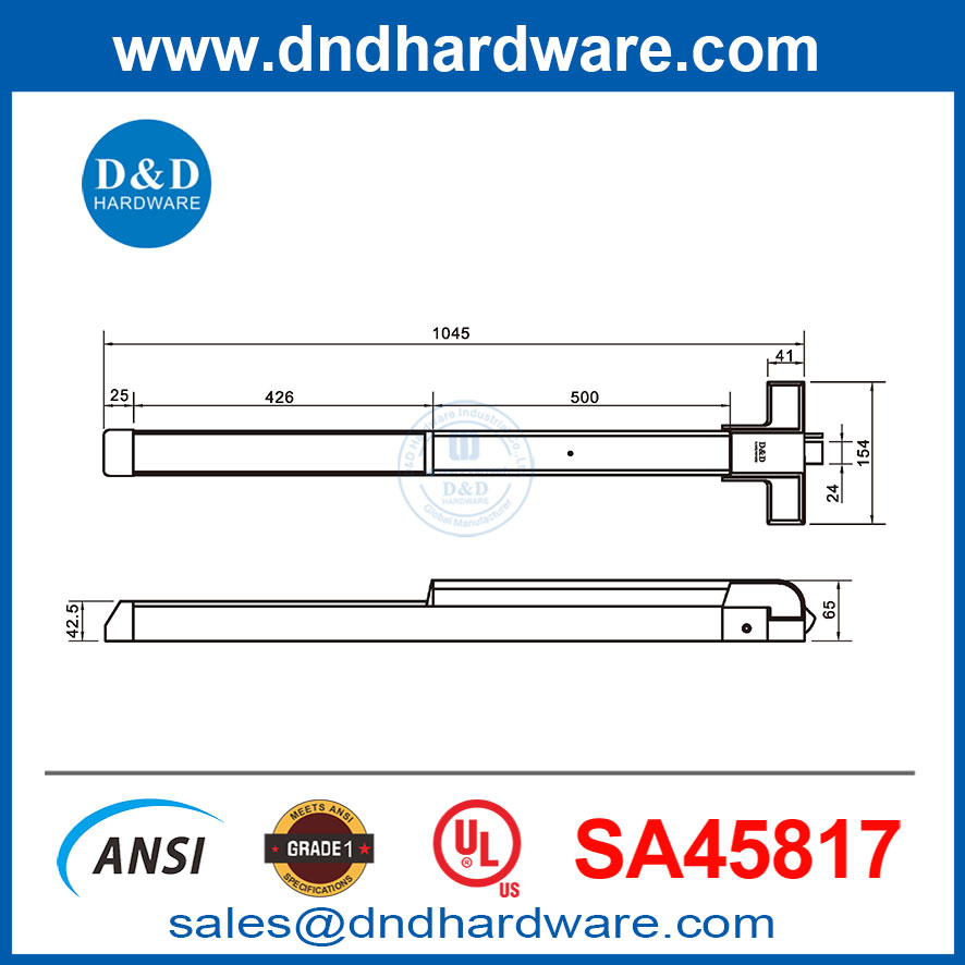 UL305 ANSI质量优质不锈钢商用门恐慌杆DDPD025