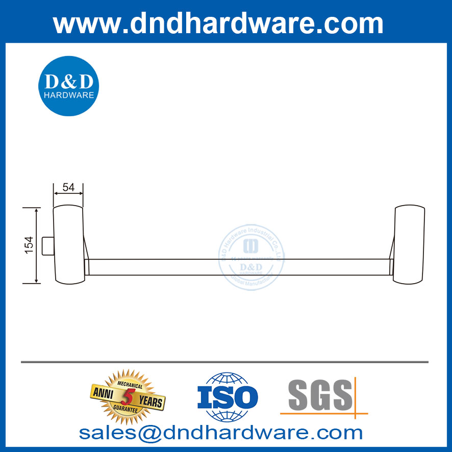 边缘类型横杆不锈钢恐慌杆，用于双门DDPD021