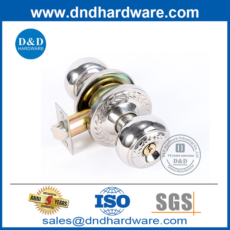 Alloy Alloy Alloy Polish Chrome Knob Handle Lock Set สำหรับประตูกลางแจ้ง DDLK063