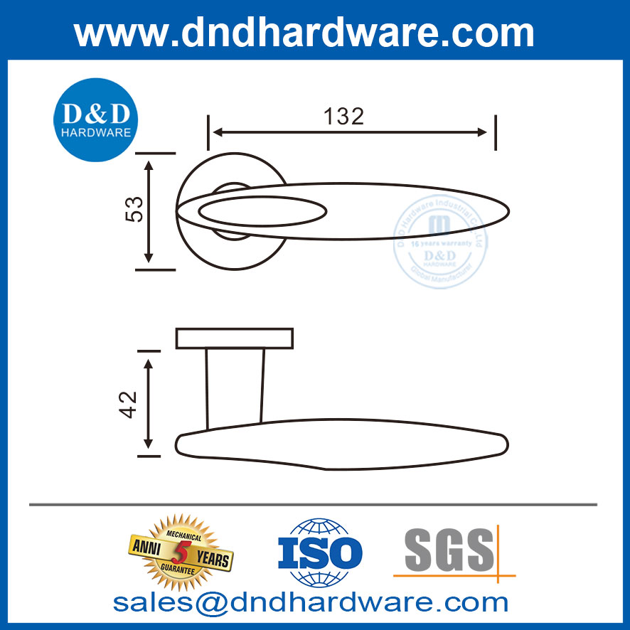 Round Rosette Stainless สตีลประตูด้านหน้ามือจับ DDSH020