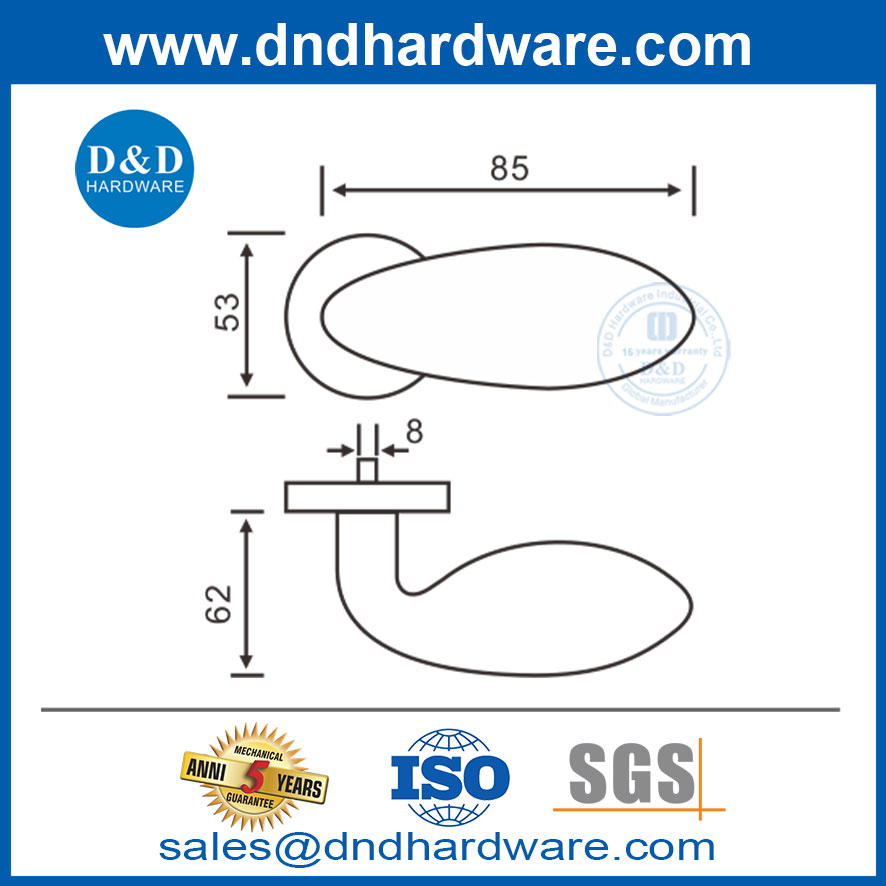 Round Rosette Room Type Door Handle Knob สำหรับสนามบิน DDSH030