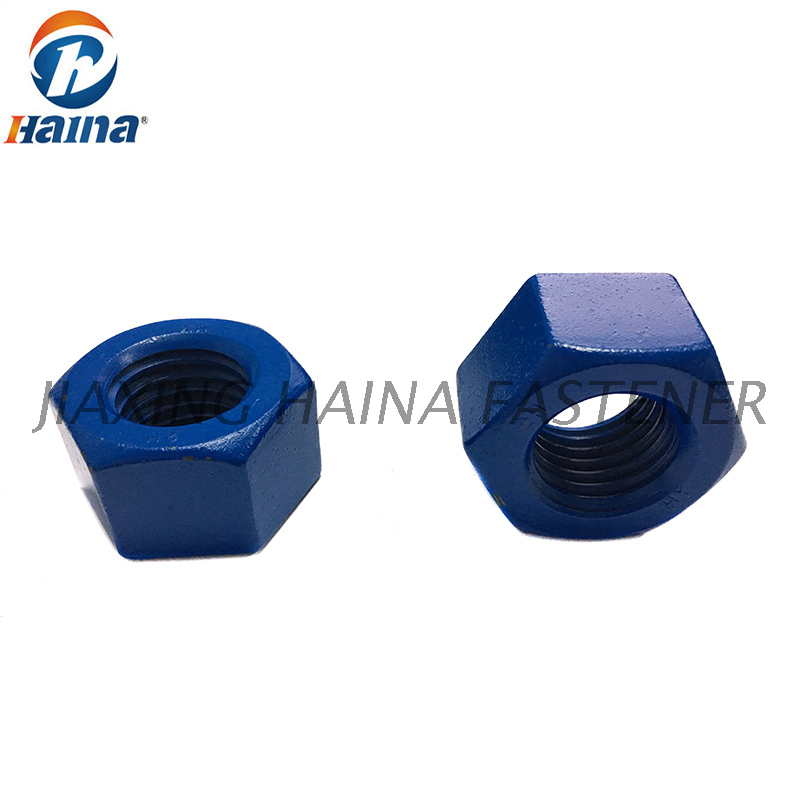 Tuerca pesada hexagonal azul PTFE de teflón grado 2H ASTM A194 