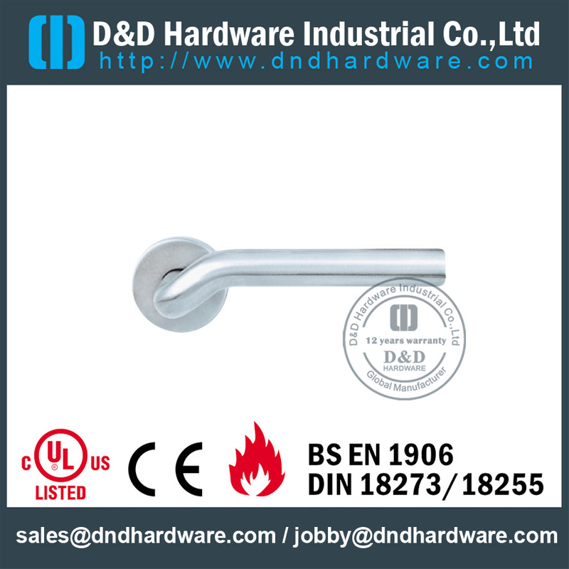 SS304 Hollow Tube Mitred Shape Lever Handle untuk Exterior Steel Door-DDTH015