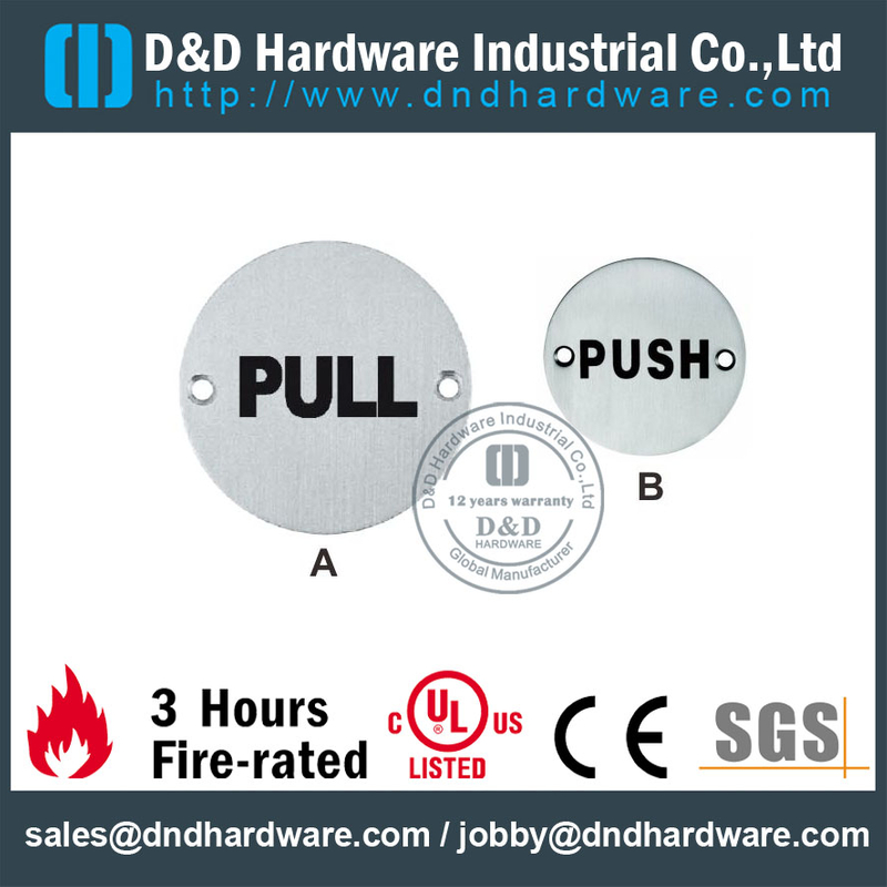 Grade 316 Circular Pull Push Plate untuk Exterior Metal Doors-DDSP009