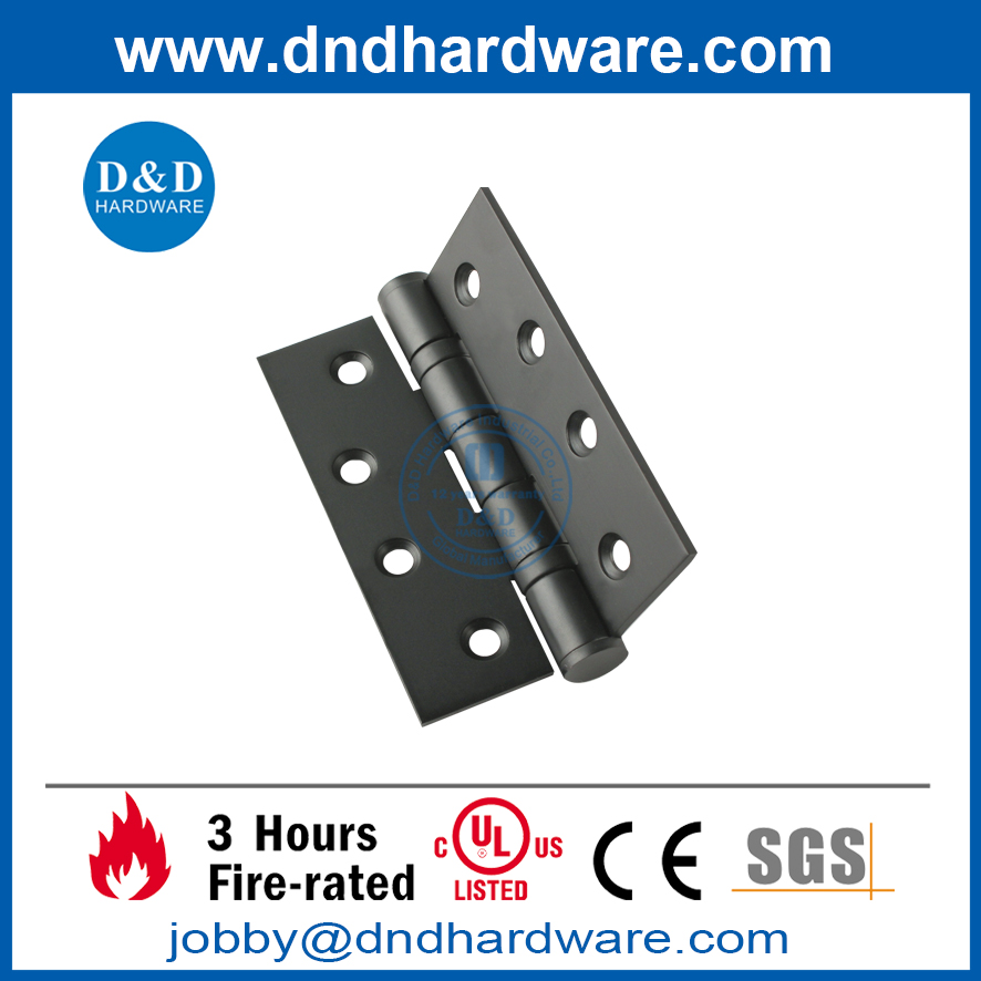 SS304 4x3x3.0mm Bisagra de puerta con acabado negro resistente al fuego para puerta de metal -DDSS001