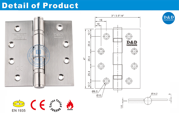Pintu Stainless Steel H engsel-DDSS001-CE-443-D & D Hardware