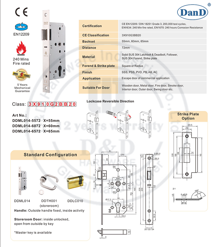 Night Latch Lock-DDML014-D&D Hardware