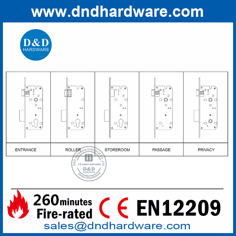 SUS304 欧式黑色大门插芯锁-DDML016