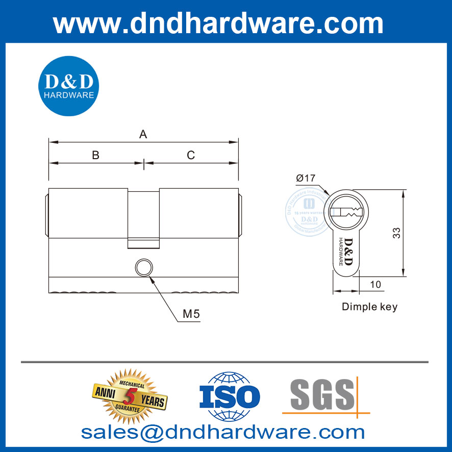 EURO LOCK CORE CYLINDER DOUCH DOUN SEAGING HOHT SEFOCITY CYLINDER CYLINDER พร้อมคอมพิวเตอร์ KEY-DDLC021