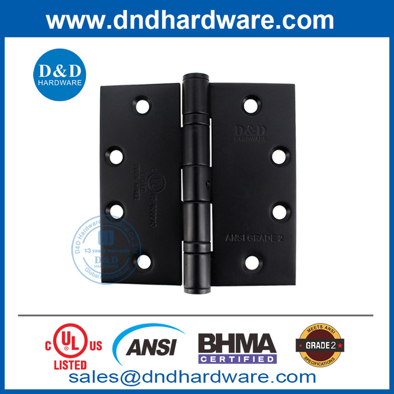 SS304 บานพับประตูเชิงพาณิชย์สีดำ ANSI BHMA ไฟจัดอันดับบานพับประตูภายนอกด้วย NRP-DDSS001-ANSI-2-4.5x4.5x3.4