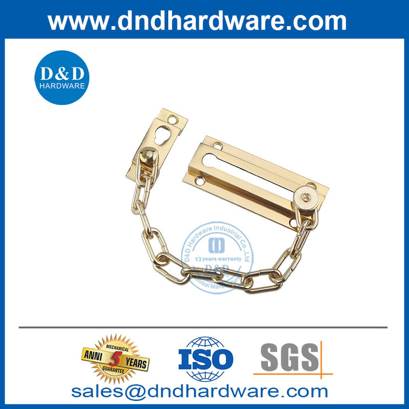 ทองเหลืองขัดเงาโซ่ล็อคประตูทองเหลืองสำหรับประตูและหน้าต่าง DDDG005