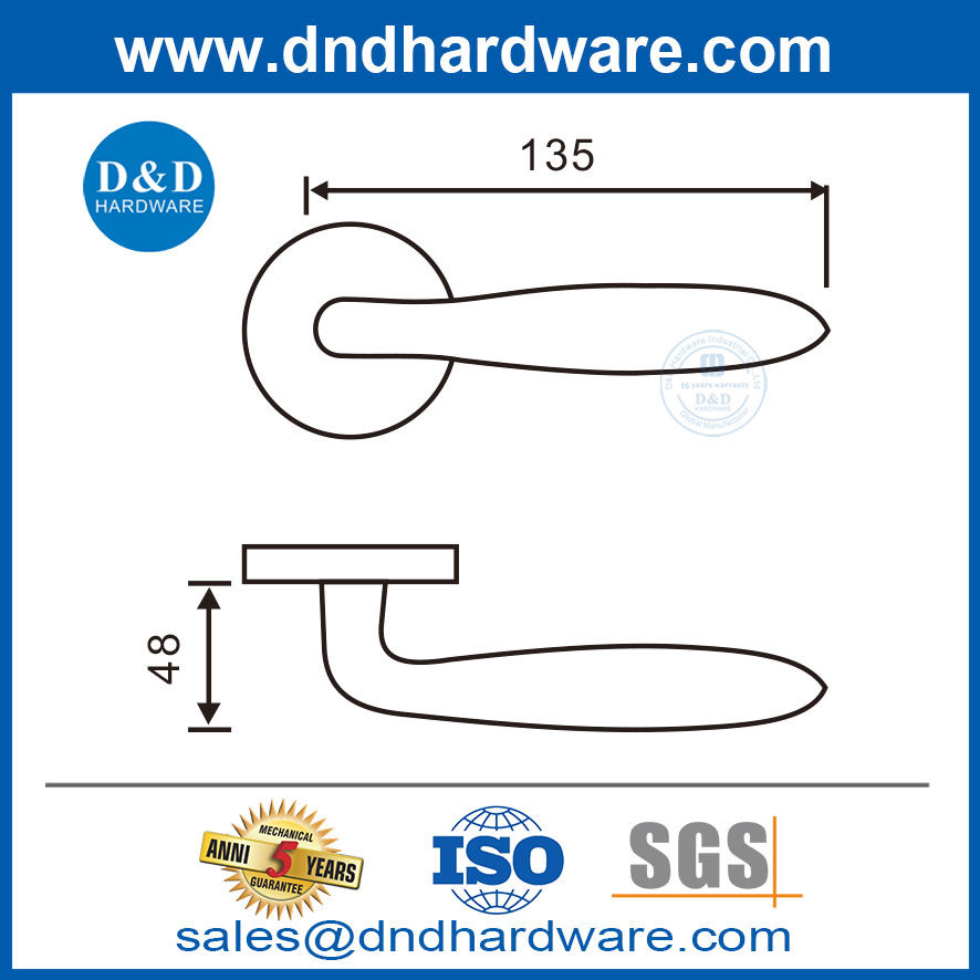 สแตนเลส 304 ประตูภายในที่ทันสมัยมือจับคันโยกประตูซาตินมือจับ DDTH036