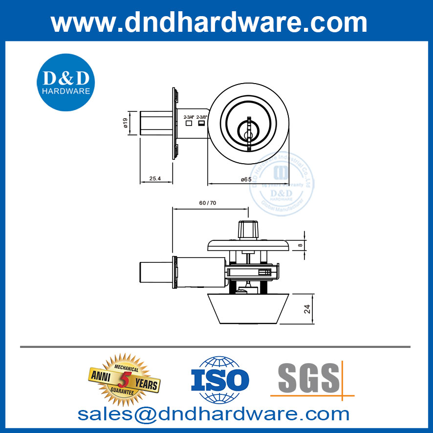 สแตนเลสสตีลล็อคเซ็ตที่มีกุญแจสำหรับพื้นผิว Mount Mount Door-DDLK008